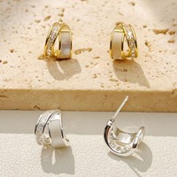Boucles d'oreilles en zircon coquillage, laiton, accessoires tendance, haut de gamme et légers de luxe pour femmes