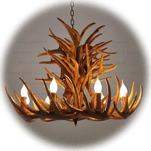 Nuovo 110v E14 industriale vintage lampada a sospensione loft retrò in resina lampada a sospensione <span class=keywords><strong>cucina</strong></span> da pranzo <span class=keywords><strong>marrone</strong></span> tradizionale antler lampadario - Product Image 2