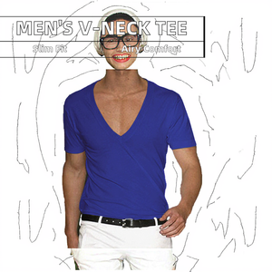 T-shirt pour homme en pur coton, coupe ajustée, manches courtes, col en V profond, col large, style décontracté, collection printemps, uni teint - Product Image 3