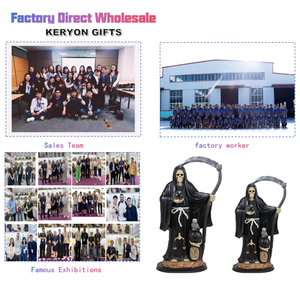 Vendita all'ingrosso di vetro in resina con squame di giustizia e gufo in tunica veste Santa morte Santa Muerte tenendo la statua della falce - Product Image 6