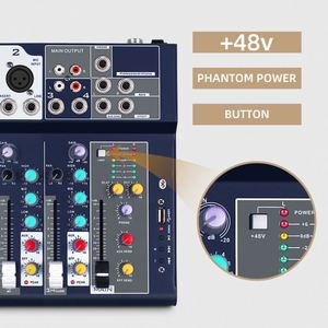 Écran de mixage de console <span class=keywords><strong>F4</strong></span> à 4 canaux MP3 48V <span class=keywords><strong>Phantom</strong></span> Power Stage KTV Mixer De Audio Profecional - Product Image 4