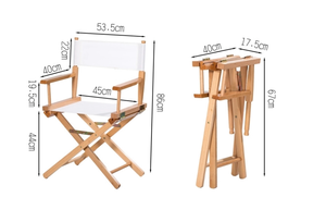 Chaise photo de directeur pliante en bois massif en rouge multifonctionnelle avec dos en toile de loisirs pour la maison, la plage et la pêche en plein air. - Product Image 6