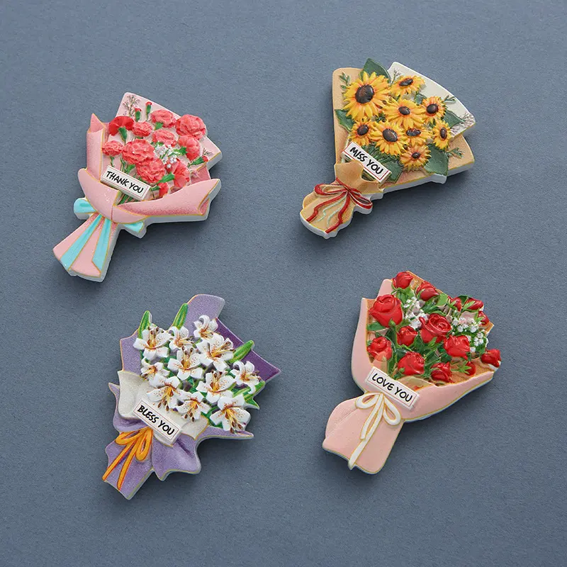 Low Minimum Customised Cute Magnets Refrigerator Magnets For Kitchen Home Decoration Uv Printing Flower Custom Fridge Magnets