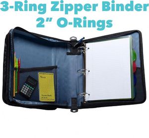 Free Sample BSCI Zipper <b>Binder</b>, 3 Inch D-<b>Ring</b> 3 <b>Ring</b> <b>Binder</b> with Water Bottle Holder,700 Sheet Capacity for Office - Product Image 3