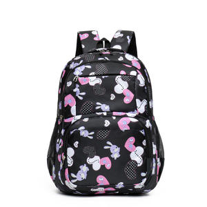 Nueva Mochila Escolar Impermeable de Nailon con Cremallera para Niños con Colgante de Conejo Kawaii y Lazo Unisex - Product Image 3