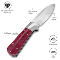 Couteau de poche industriel Sunbart Aus-8 en acier inoxydable, pointe tombante, manche en os fait main, personnalisable OEM/ODM, le plus vendu