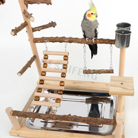 Perchoir perroquet en bois de poivre avec maille d'escalade, support d'entraînement, balançoire d'échelle de nuage, pont suspendu de jouet d'oiseau