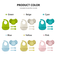 Ensemble de 4 Assiettes pour Enfants en Silicone Réutilisables, Portables, Sans BPA, Résistantes à la Chaleur, Lavables au Lave-Vaisselle, Écologiques, Non Toxiques, Motif Dessin Animé Mignon