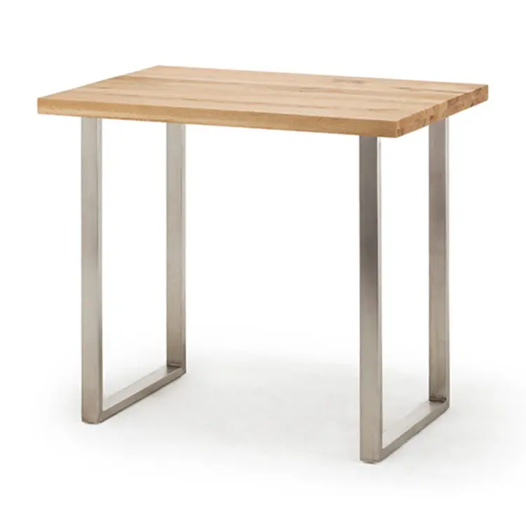 モダンな北欧のシンプルなバー家具ウッドMdfトップメタル脚長方形バーテーブル