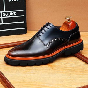 Chaussures pour hommes de style italien haut de gamme en cuir véritable à bout carré, lacées, fabriquées à la main, décontractées, formelles, imperméables et respirantes - Product Image 5