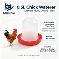 Abreuvoir automatique pour poulets de 0,5 L, distributeur d'eau en plastique pour poulets, canards, petits oiseaux