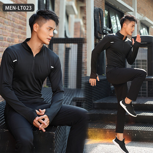 Polo de Deportes de ocio al aire libre de secado rápido para Hombre | Top de fitness de moda con media cremallera y manga larga con cuello levantado - Product Image 4