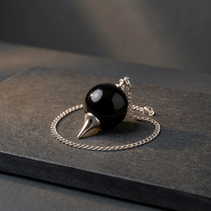 Pierre précieuse noire Agate cristal sphère pendule sculpté Chakra radiesthésie Feng Shui amour gravure sept alignement spirituel Divination - Product Image 2