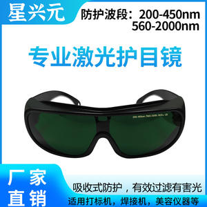 Lunettes de sécurité laser pour usage cosmétique et médical 200-450Nm 560-2000Nm, monture noire avec étui et chiffon de nettoyage - Product Image 2