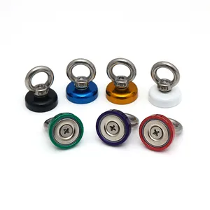 Best popular cool colourful neodymium magnetic coloured fishing magnets with eyebolt