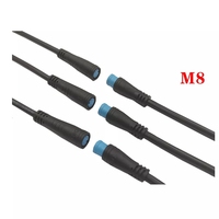 M8 Konektor Kabel Listrik Tahan Air IP67 2/3/4/5/6/7/8pin Male, Konektor Kabel Cepat PVC Tahan Api ISO9001 untuk Warna Hitam
