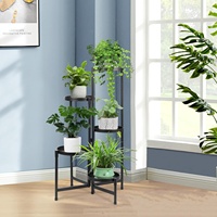 Support pliable à fleurs pour plantes en métal à 5 niveaux pour patio, balcon et intérieur