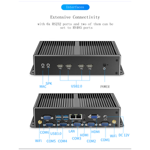 ファンレス産業用コンピューターミニPCクアッドコアJ19002955Uコア<span class=keywords><strong>i5</strong></span> 4200U i7 5500Uプロジェクトデスクトップ2 * RJ45 6 * RS232 RS485 AES-NI - Product Image 3
