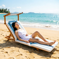 Chaise de plage inclinable multi-positions avec support pour parasol, chaise longue pliante pour la détente en plein air