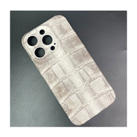 Étui en cuir de crocodile de l'Himalaya véritable exotique de qualité supérieure pour iPhone 16 15 14 Pro Max