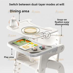 Chaise haute convertible pour enfants avec plateau à 2 niveaux, réglable, pour bébés et tout-petits - Product Image 5