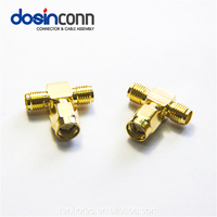 Antena Wifi Tipo T, Adaptador Coaxial RF de Un Conector SMA Macho a Dos Conectores Hembra, Divisor de Señal de 3 Vías