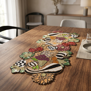 Floral Embroidered <b>Table</b> <b>Runner</b> Rustic Home Decor Washable Traditional Cloth Design - Product Image 3