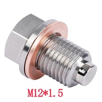 Bouchon de vidange d'huile magnétique M14 x 1,5 en acier inoxydable avec joint rouge pour moteur