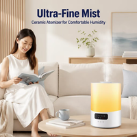 Humidificateur ultrasonique 3L, diffuseur d'aromathérapie, minuterie de brume réglable, lumière LED nocturne, arrêt automatique pour chambre à coucher et bureau