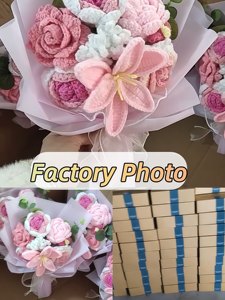 Ramo <span class=keywords><strong>de</strong></span> Flores Tejidas a Crochet, Rosas y Tulipanes <span class=keywords><strong>de</strong></span> Lana, Decoración Natural y Ecológica para <span class=keywords><strong>el</strong></span> Hogar, Bodas, <span class=keywords><strong>Día</strong></span> <span class=keywords><strong>de</strong></span> <span class=keywords><strong>la</strong></span> <span class=keywords><strong>Madre</strong></span>, San Valentín - Product Image 4