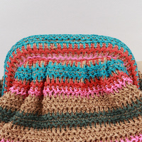 Pochette en crochet couleur arc-en-ciel sac à main portefeuille avec pince en fer Ele Lady Style dîner et sac cadeau de mariage