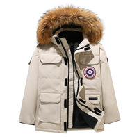 Doudoune Homme Tendance Style Canadien avec Capuche, Manteau Épais et Chaud à Grand Col de Fourrure à la Mode, Parka Unisexe Modèle Couple
