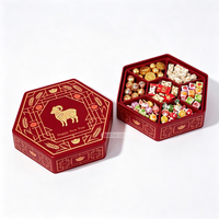 Emballage cadeau pour bonbons du Nouvel An lunaire, hexagonal, fait main, recyclable, avec estampage doré, boîte rigide en deux parties avec insert en plastique