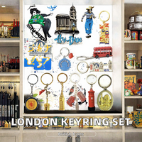 Ensemble de porte-clés en métal souvenir de Londres, Union Jack, bus, Big Ben, cabine téléphonique, porte-clés, cadeau de voyage au Royaume-Uni
