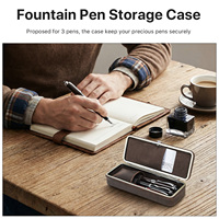 Étui de protection en cuir Crazy Horse vintage pour 3 stylos, boîte cadeau pour stylo-plume, multicolore, logo personnalisé OEM, vente en gros