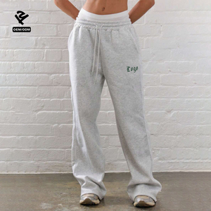 F5776 tùy chỉnh phụ nữ bé TEE Crop Top Sweatpants chạy bộ rộng chân quần baggy quần hai mảnh đặt phụ nữ quần áo phòng chờ mặc - Product Image 2