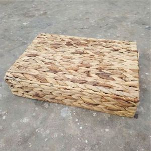 Küçük çamaşır sepeti yatak odası için kamışı Rattan örgü Seagrass lausimple basit düzenleme daire parça ekmek teneke kutu mor - Product Image 3