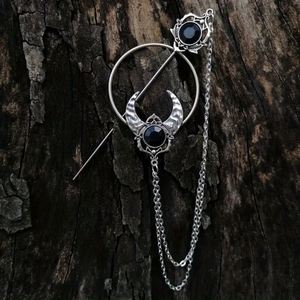 Retro Viking Crescent Moon Imitation Gemstone Unique Witch Accessory Beautiful Scandinavian Norwegian Style Hairpin Hair Stick - Product Image 2