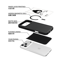 Coque de téléphone AG Feeling Black Edge avec motif fille aux cheveux en chignon pour iPhone 17, 17 Pro Max, 16 Pro, 15, 15 Pro Max, coque magnétique