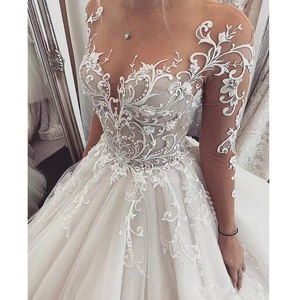 AL1807 abito <span class=keywords><strong>da</strong></span> sposa in pizzo di lusso 2024 elegante con scollo a V <span class=keywords><strong>abiti</strong></span> <span class=keywords><strong>da</strong></span> sera per donne e donne con paillettes di cristallo - Product Image 1