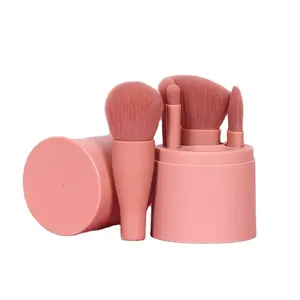 Conjunto de pincéis de maquiagem portátil com logotipo personalizado, mini pincel de maquiagem para banheira, ferramenta de cosméticos, conjunto de pincéis de maquiagem facial para viagens, 5 unidades