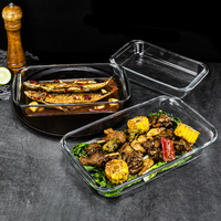 Nouveau type de plat en verre borosilicate rond et carré, plat à four plat, plat en verre transparent, vente en gros