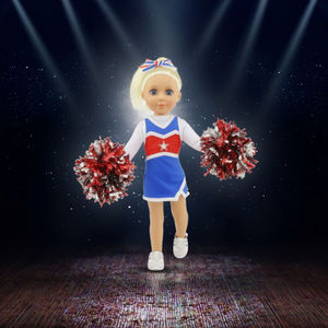 Juego de regalo de uniforme de porristas moderno de 14 pulgadas Emily Rose, zapatos de gimnasio para muñecas de 6 piezas y paquete de accesorios con pompones para la mayoría de muñecas de 14 pulgadas - Product Image 1