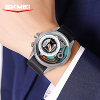 Montre à quartz personnalisable OEM/ODM avec logo sur mesure, bracelet en cuir, cadran en verre et boîtier en acier inoxydable, style simple et vintage pour hommes d'affaires