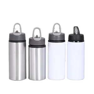 Botella de agua deportiva con tapa y pajita personalizada, bote portátil de 600ml/750ml de aluminio, por sublimación, en blanco, precio de fabricante