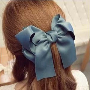 Nouveauté en vente chaude, accessoires pour cheveux pour enfants, pince à cheveux coréenne populaire, grand ruban en satin uni, pince à cheveux pour filles et femmes - Product Image 2