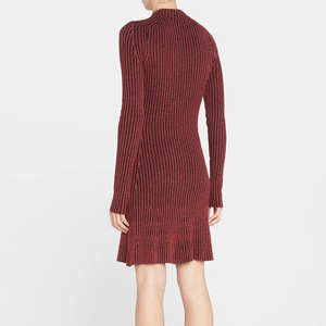 GUOOU Mini <span class=keywords><strong>robe</strong></span> <span class=keywords><strong>pull</strong></span> côtelée à encolure haute, manches longues, ourlet moulant, chute, style slipover, robes tricotées pour femmes - Product Image 2