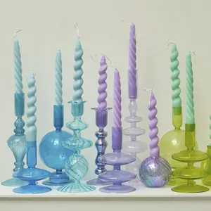 Hot Selling Candy Color Spiral Candle Light Dinner Candle Romantic Mood Gift Twisted Candle