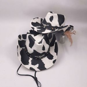 Cow Print Cowboy <b>Hat</b> Western Style Cowgirl <b>Hat</b> <b>for</b> Parties Outdoor - Product Image 1
