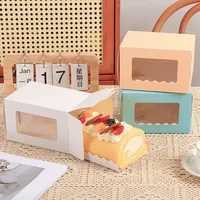 Boîte à biscuits personnalisée pour pâtisserie, boîte transparente à couvercle rabattable, carton ivoire, pelliculage mat, boîte à biscuits carrée avec fenêtre